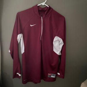 Unisex Maroon Nike Quarter Length Zip Up